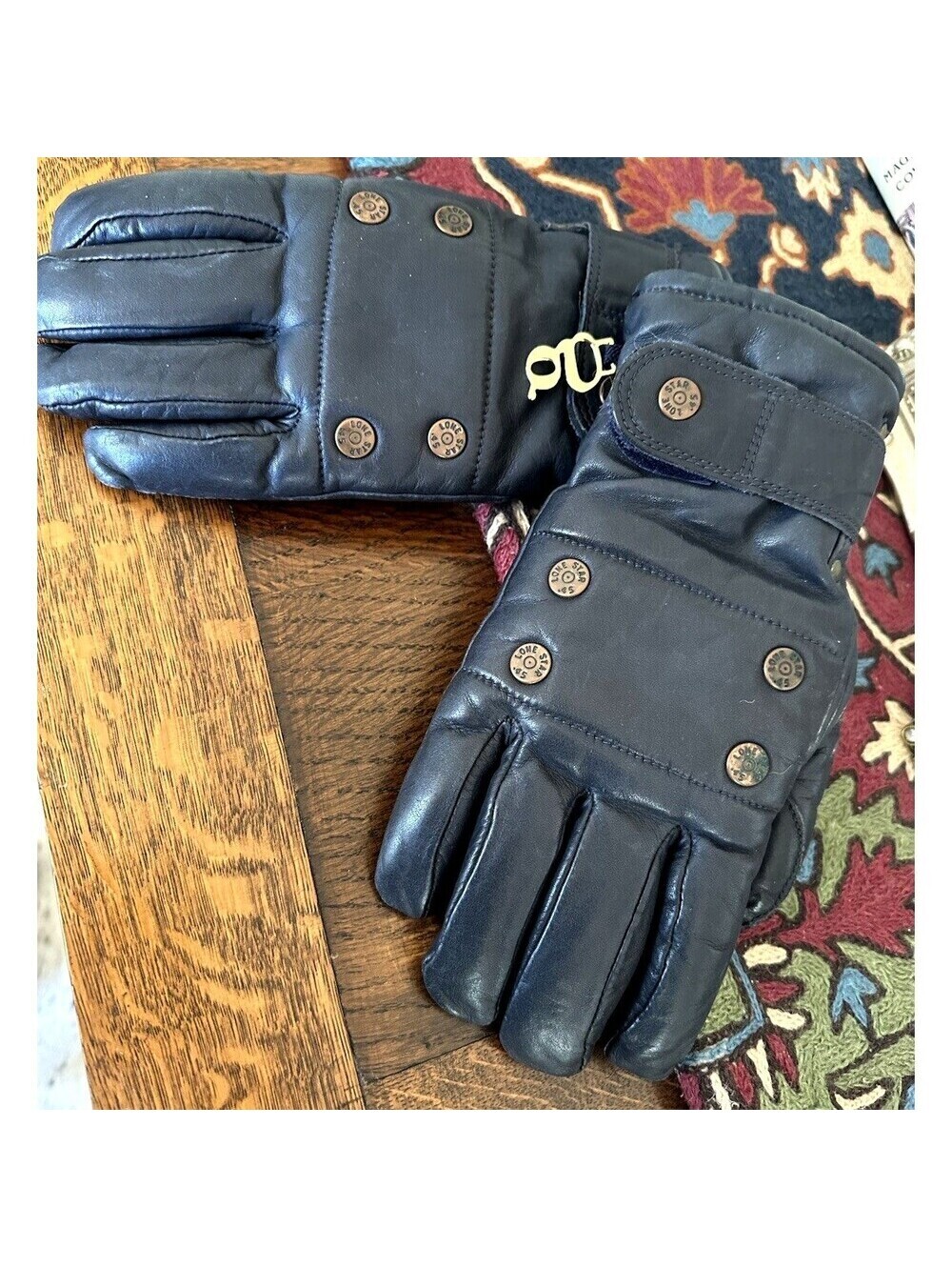 Vintage GRANDOE Leather Ski Gloves Women's Medium Lone Star .45 Lined
